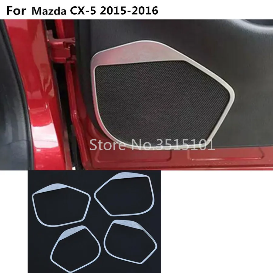 

Car Styling detector stick ABS chrome Inside Door Audio Speak Sound Cover Ring trim 4pcs For Mazda CX-5 CX5 2013 2014 2015 2016