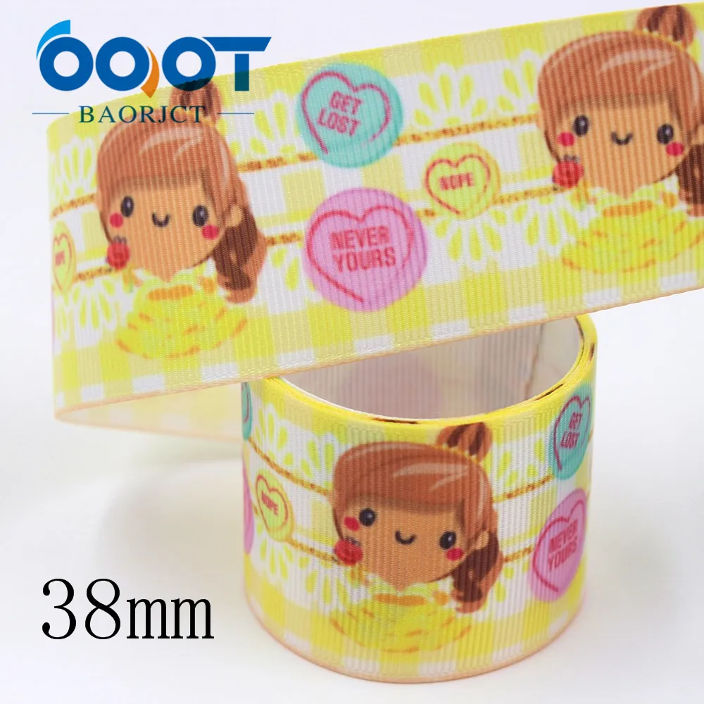 OOOT BAORJCT I-19809-1831, 38 мм 10 ярдов мультфильм термотрансферные печатные корсажные ленты, ленты ремесла, лук крышка DIY аксессуары