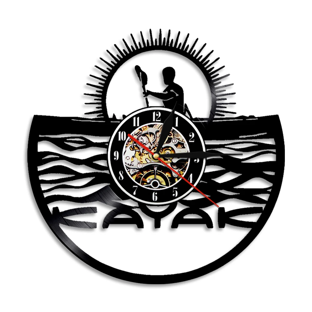 Ing Canoe Vinyl Record Wall Clock Water Sport Home Decor Laser Cut Handicraft Art Music Record Clock Kayak Lover Gift