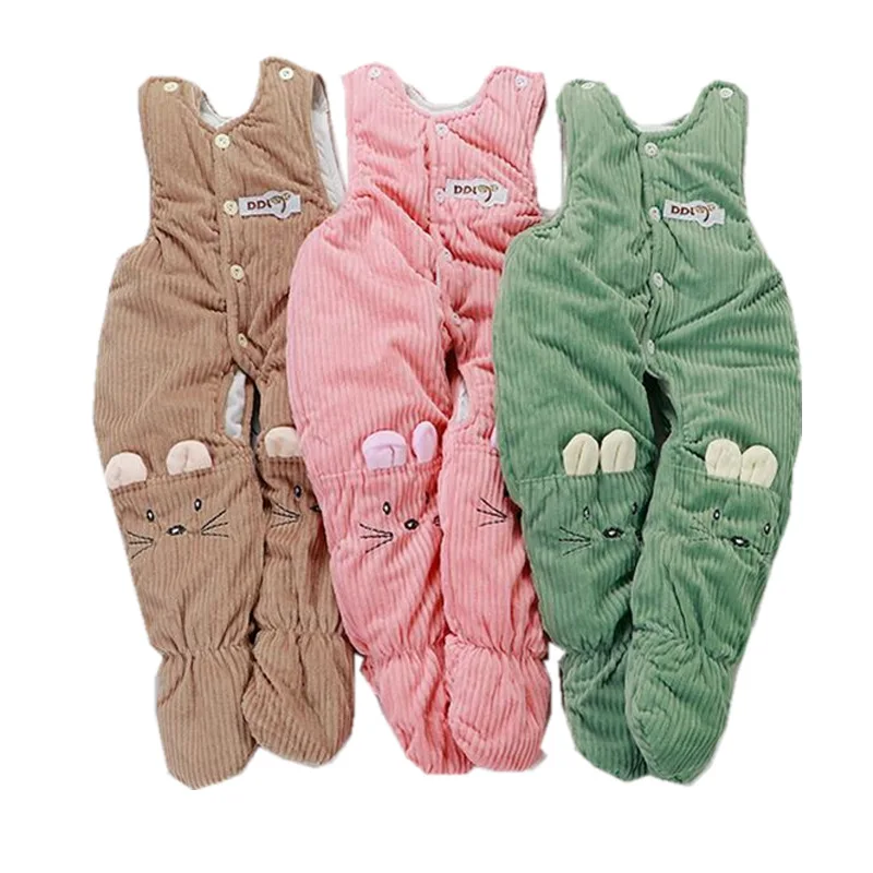 Зимние Детские Комбинезоны из чистого хлопка с подтяжками для малышей