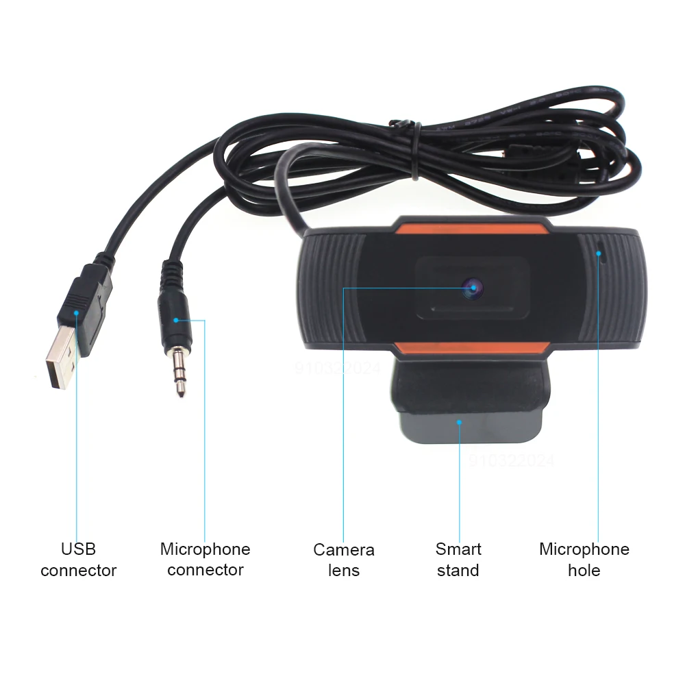 Веб-камера HD с разъемом USB и встроенным микрофоном для Skype команд MS Zoom домашнего