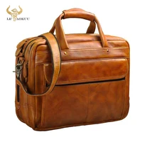 men oil waxy leather antique design business briefcase laptop document case fashion attache messenger bag tote portfolio 7146 w