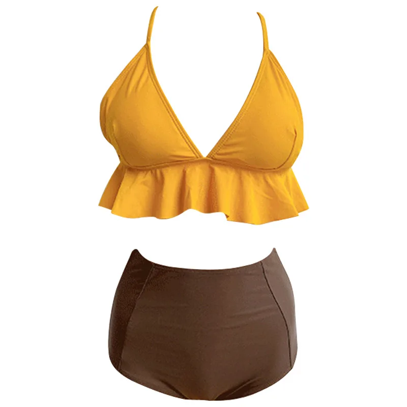 

Women Swimwear Fused Swimsuit With Push Up Separate 2020 Two Piece Korea New Sexy Bikini High Waist Hot Bathing Suit Sierra