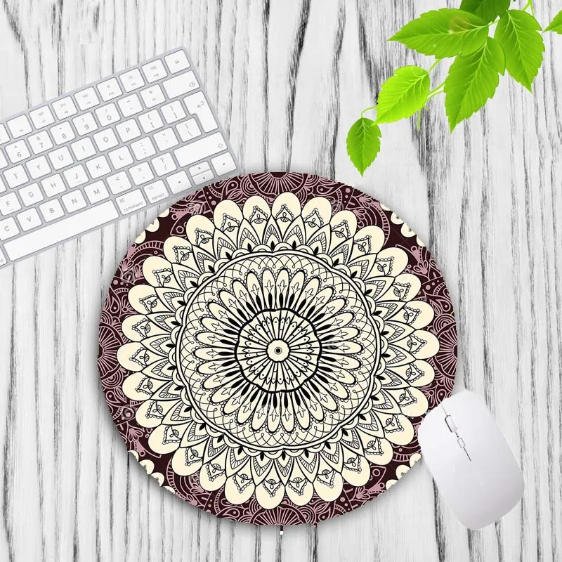 XGZ Colorful Mandala Vintage Persian Carpet Round Mouse Pad Gamer Keyboard Mouse Mat Gaming Desk Mousepad for CS GO 20X20CM