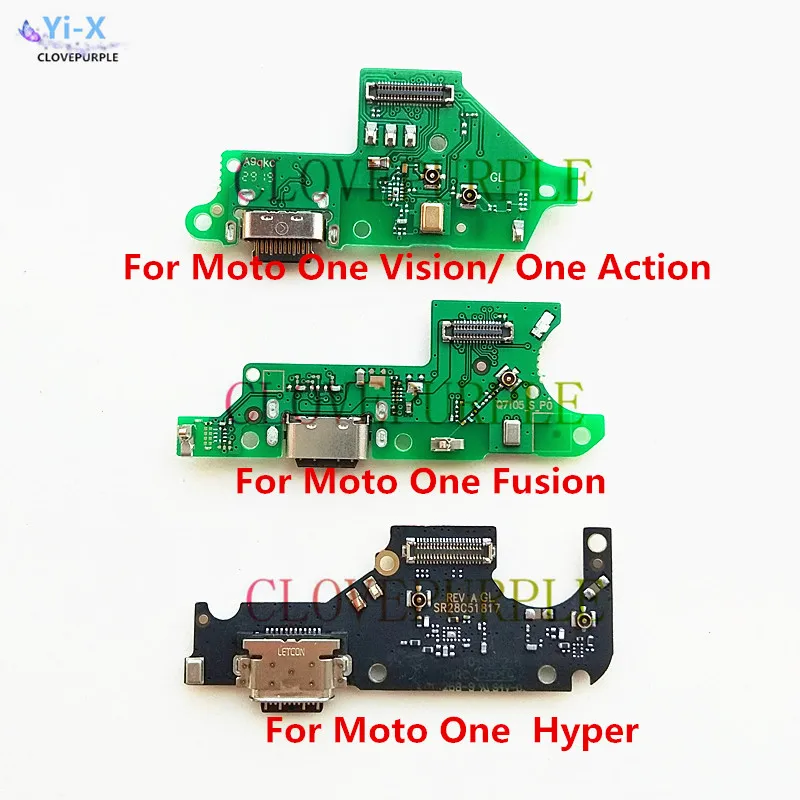 

10pcs USB Charging Board Dock Connect Charger Port Flex Cable Spare Parts for Motorola Moto One Vision Action Hyper Fusion Plus