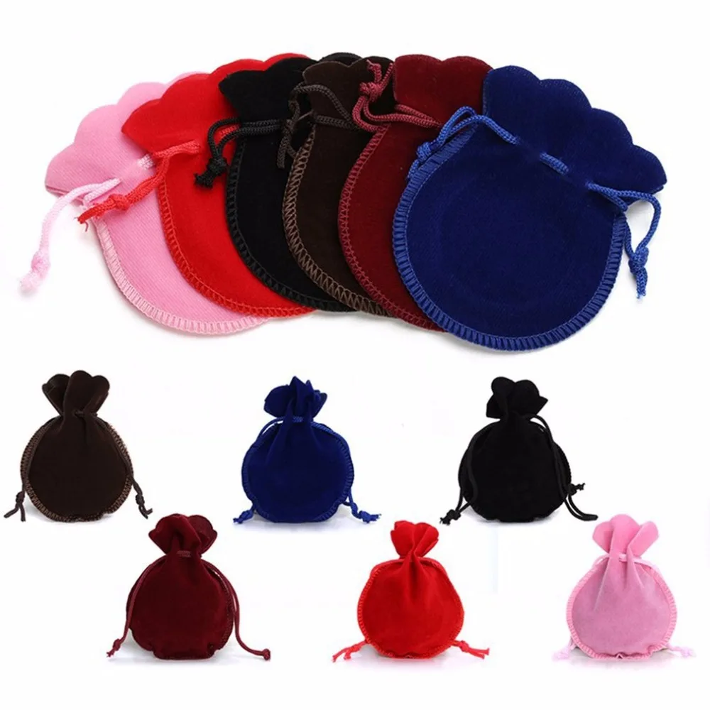 Solid Color Lovely Gourd Shape Velvet Cloth Jewelry Drawstring Pouches Jewellery Candy Pouch Bags for Women | Дом и сад
