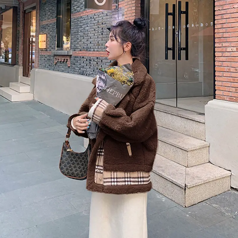 Женское пальто из овечьей шерсти y2k новая Корейская версия свободного кроя