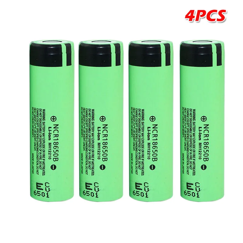 4pcs Panasonic, 3,7 v 18650 3400mah литиевая аккумуляторная батарея NCR18650B для фонариков тормозных компьютеров - Цвет: 4pcs