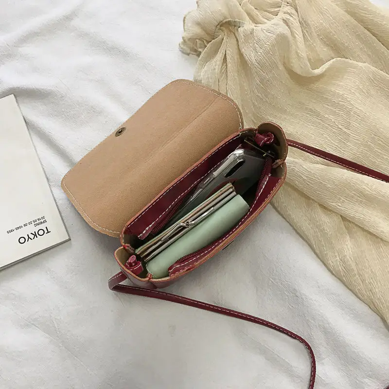 

retro mini soft leather messenger bag student casual small square bag simple and versatile shoulder bag small bag female