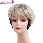 Парик Amir из коротких синтетических волос с эффектом деграде, парики из черных светлых волос для женщин, естественно выглядящие кудрявые парики, парики из светлых и серых волос с челкой