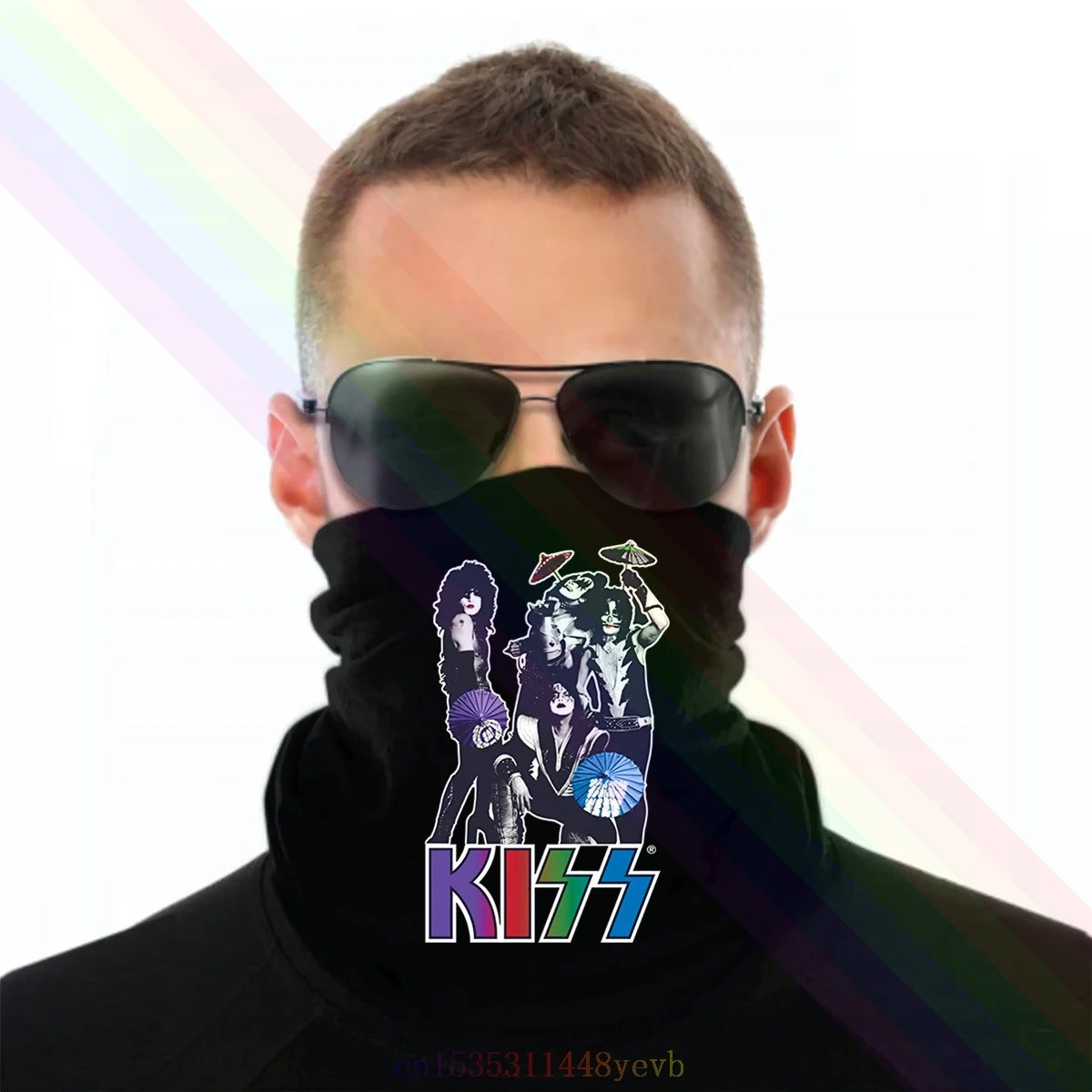 Поцелуй Япония логотип классический черный повязка на голову шарф бандана шею