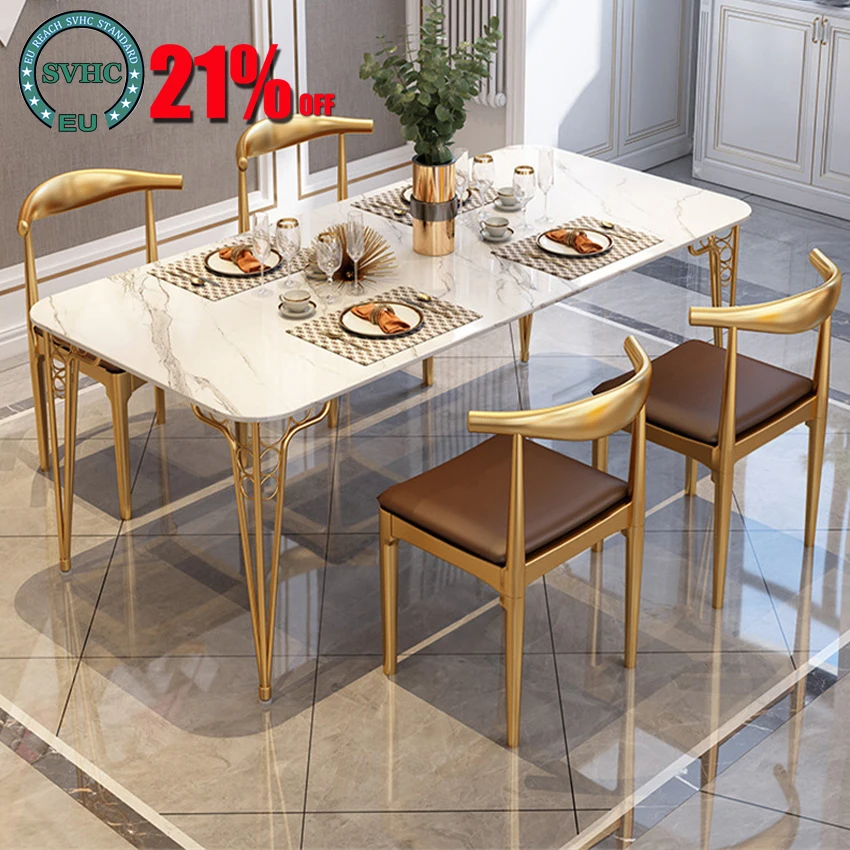 

Светильник роскошный мраморный обеденный стол, небольшой дизайнерский Железный обеденный стол и стул