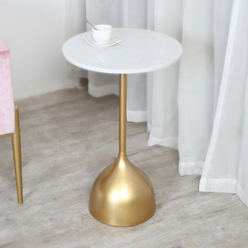 

creative marble small side table modern living room sofa corner table iron golden small coffee tea table