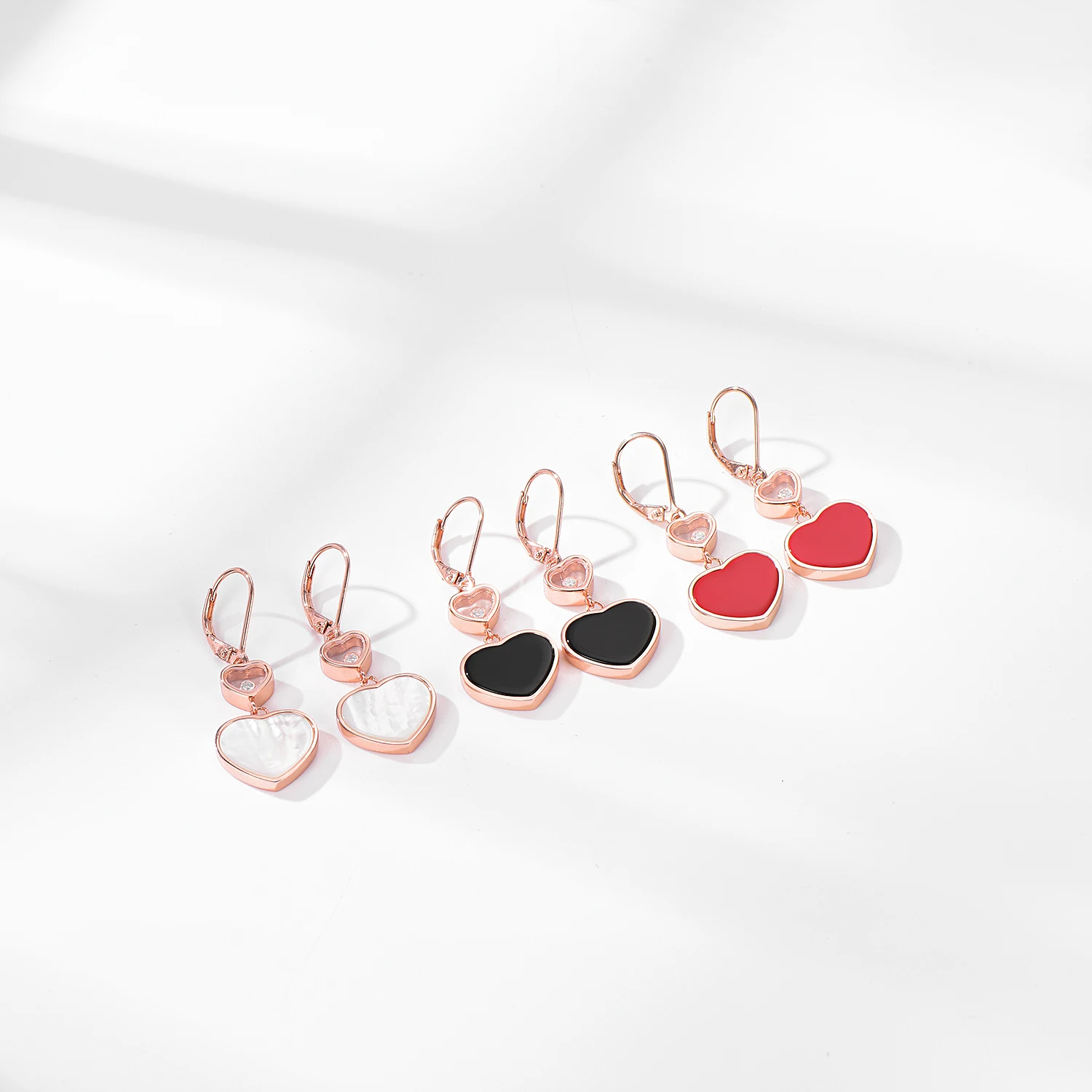 

New gold exquisite 925 silver earrings natural stone white shell heart-shaped accessories ladies high temperament earring
