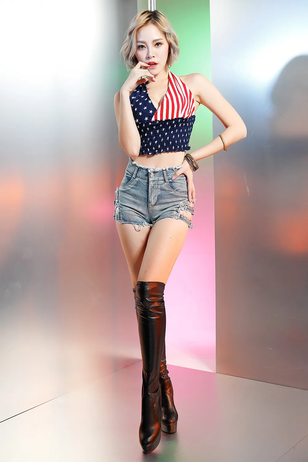 Новые летние сексуальные женские джинсовые шорты с высокой талией для ночного