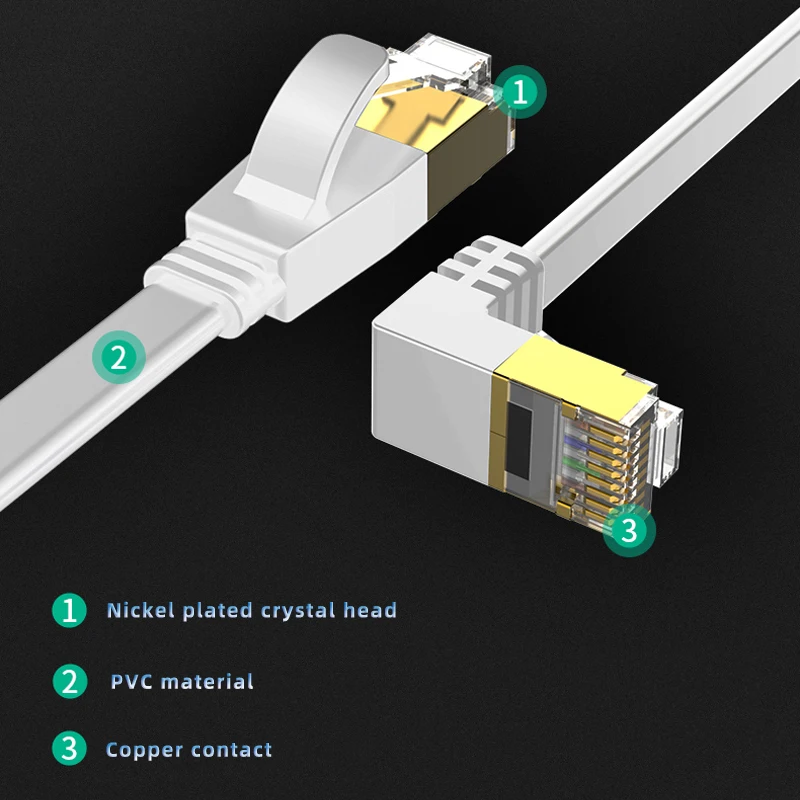 Белый вверх и вниз изгиб Ethernet кабель Cat6 Lan UTP CAT 6 RJ 45 сетевой Патч корд для ноутбука