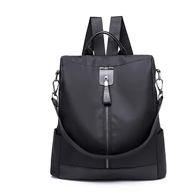 AMYGG, женский многофункциональный рюкзак, кожаная сумка на плечо, большая вместительность, рюкзак, женская школьная сумка на молнии, дорожная сумка для девочек, Mochila - Цвет: Black-Nylon