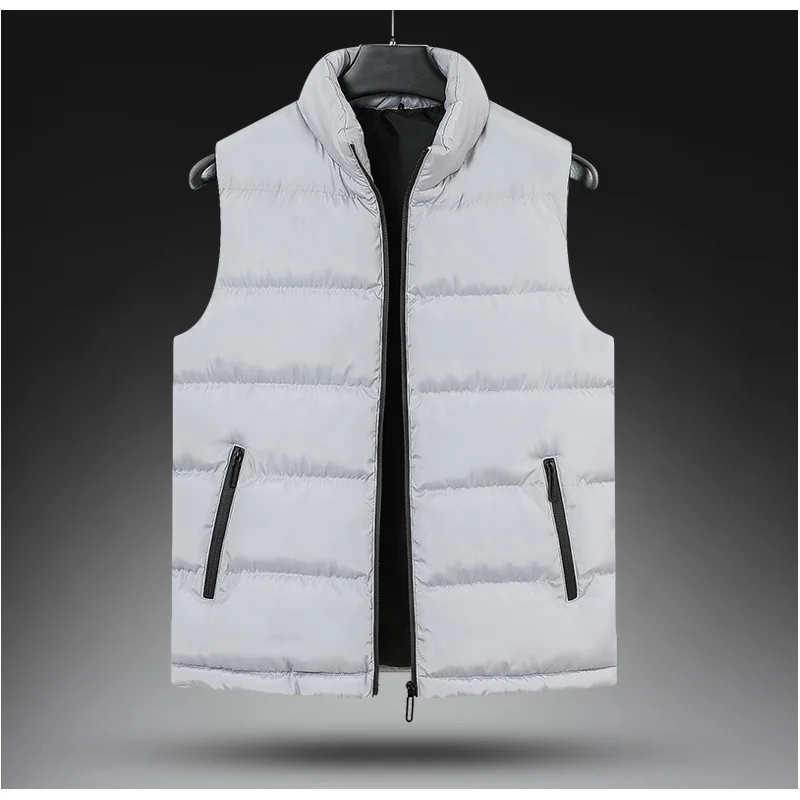 Autumn and winter men's fashion casual jacket men's padded jacket slim down cotton solid color plus fat waistcoat