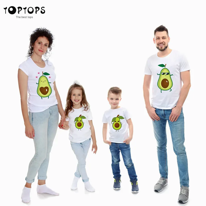 Одинаковая семейная одежда с принтом авокадо топ коротким рукавом для мамы дочки