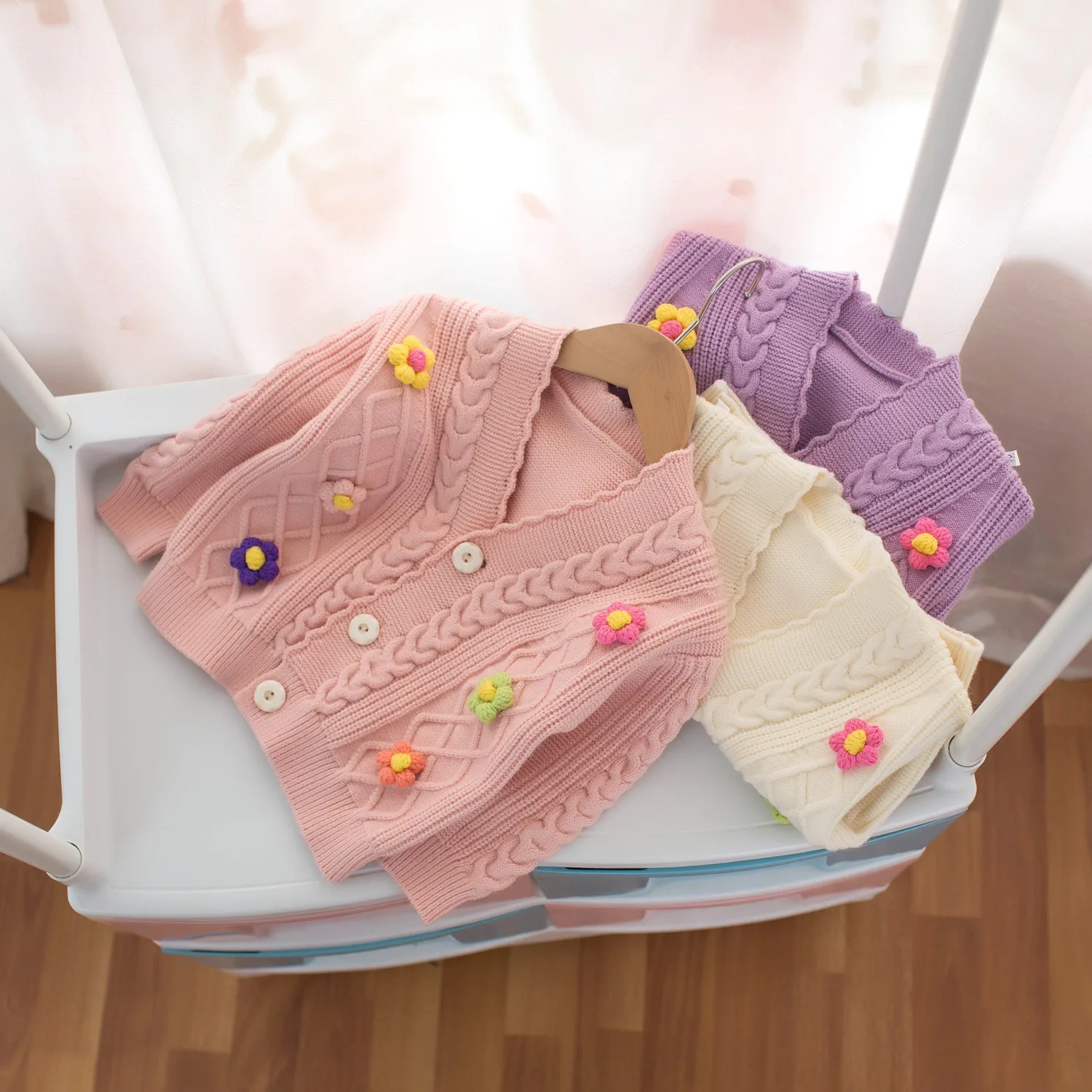 

Sweater Cardigan Children Foreign Style 2021 Autumn New Girl Long-Sleeved Sweater Children Embroidered Jacket Women