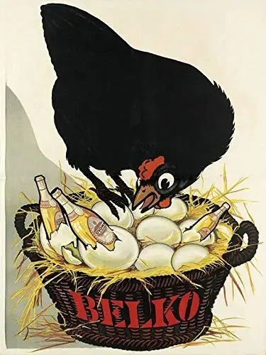 

Black Chicken Basket Eggs Olive Oil Bottles Belko Vintage Poster Tin Sign 8x12 Inch Home Kitchen Bedroom Bar Sign Decoration