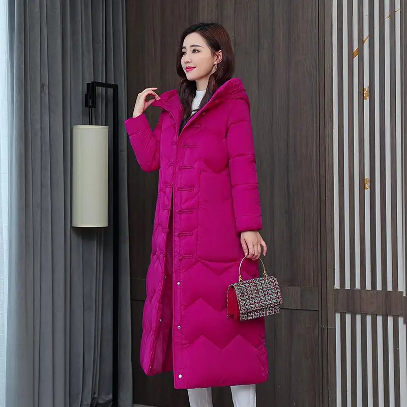 

Long Parkas Female Winter Women Long Hooded Down Cotton Parkas Big Pocket Solid Warm Thick Parkas Female Outwear