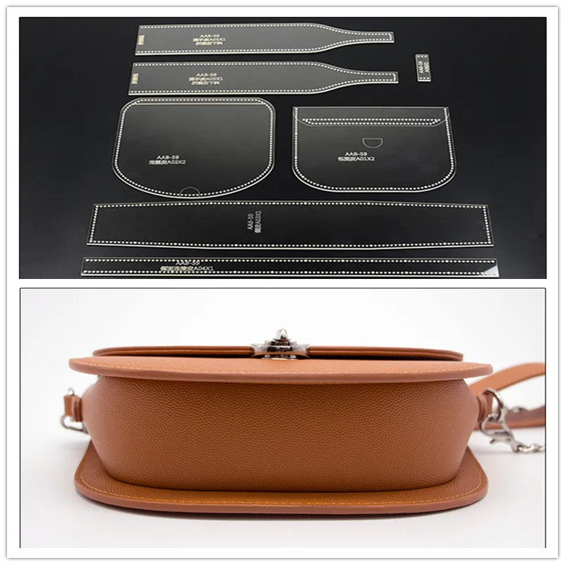 

1set Shoulder Bag Women Handbag Template Clear Acrylic Leather Pattern DIY Hobby Leathercraft Sewing pattern stencils 17*14*7cm