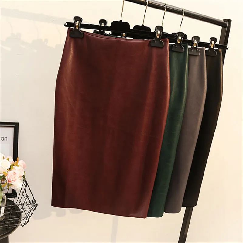 Сексуальные юбки карандаш из искусственной кожи Облегающие трубы до колена на