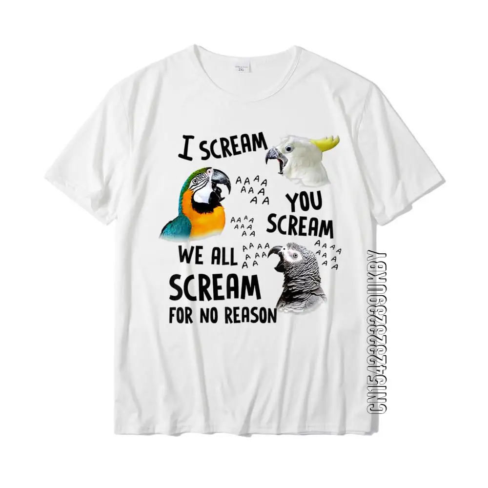 

I Scream You Scream Funny Parrot T-Shirt Cotton Hip Hop Tops & Tees Plain Men Tshirts Summer