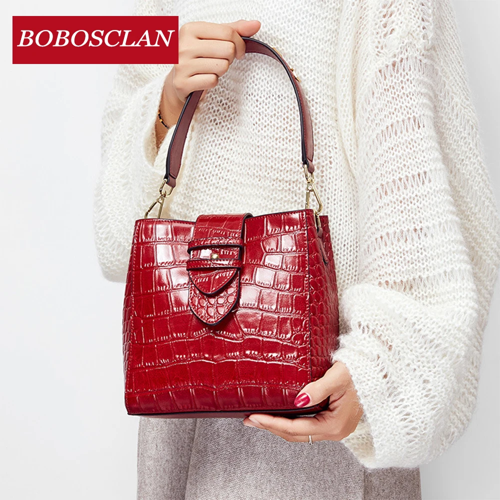 Женская сумка с крокодиловым узором BOBOSCLAN повседневная наплечная