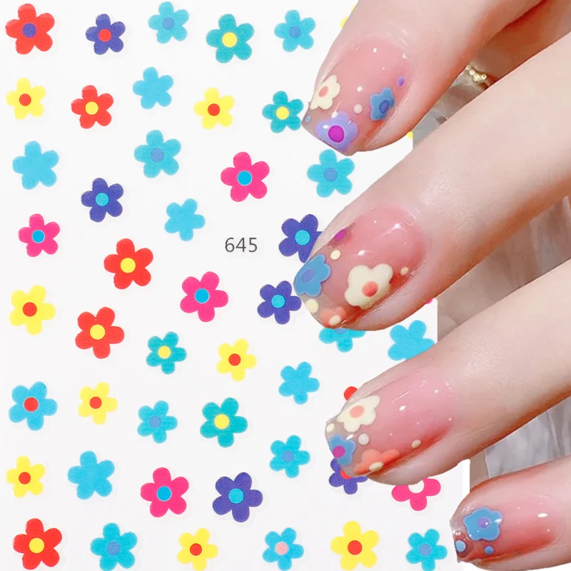 

3D-Наклейки для дизайна ногтей с цветными цветами, клубникой, горошек, цыплятами, наклейки для ногтей, декоративные материалы для маникюра и ...