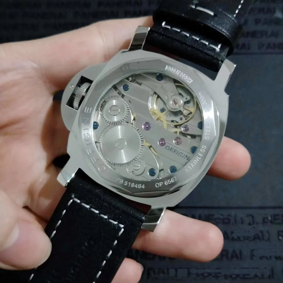 

Classic New Men Automatic Mechanical Hand Wind Sapphire Black Leather Stainless Steel 1950 3 Days Watch Luminous AAA+