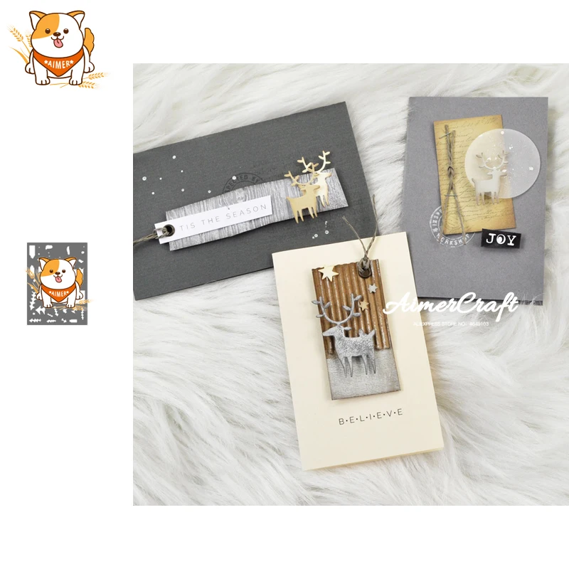 Маленькая елка олень рождественские металлические Вырубные штампы трафарет для