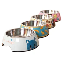 cartoon non slip stainless steel dog bowl cat bowl pet bowl double bowl pet feeding bowl feeder product supplies dog food feeder
