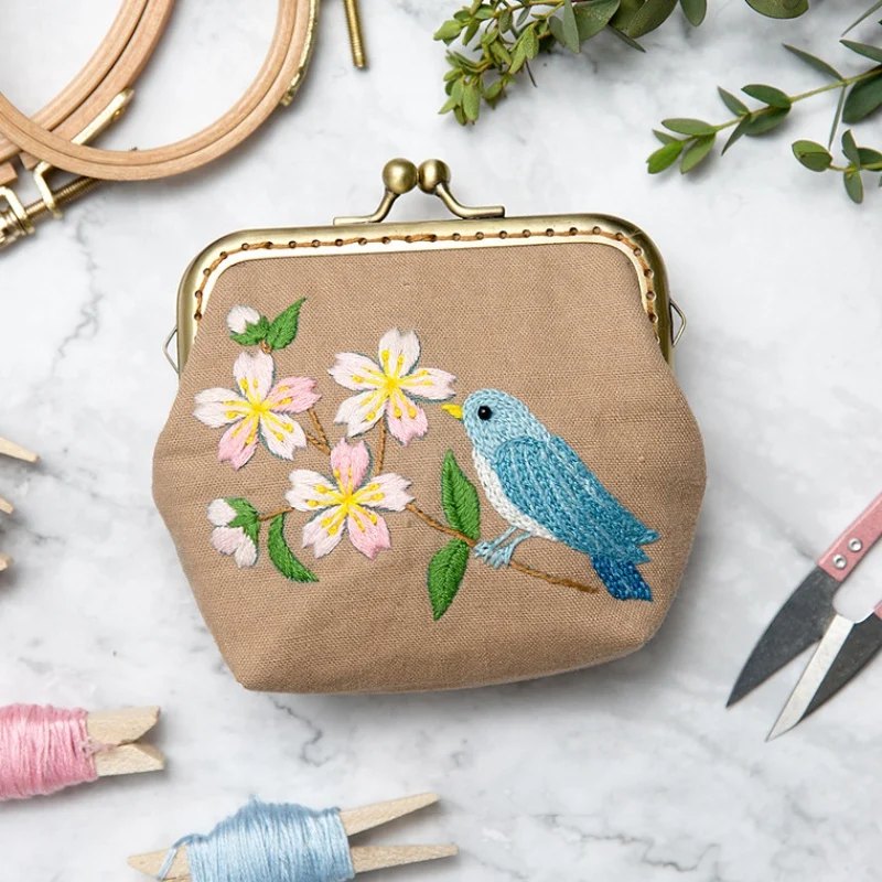 

Handmade Coin Purses Embroidery Diy Purse Cloth Material Package Kits Mini Flower Wallets Money Bag Embroidery Material Package