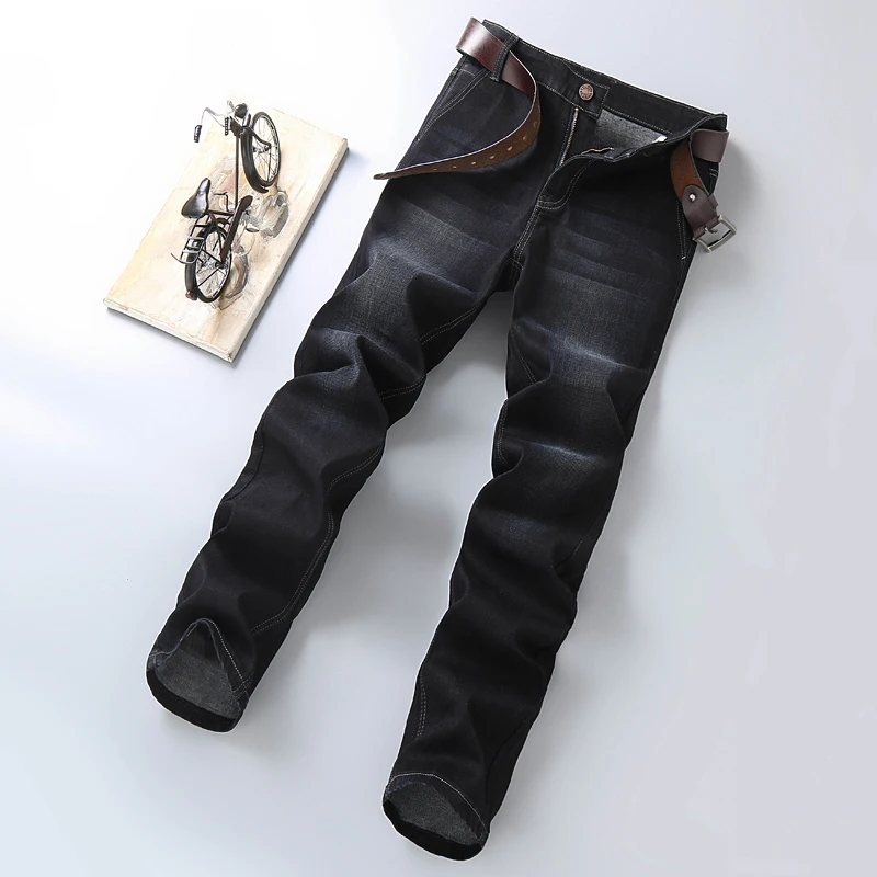 Черные джинсы прямые мужские брюки высококачественные мягкие зауженные