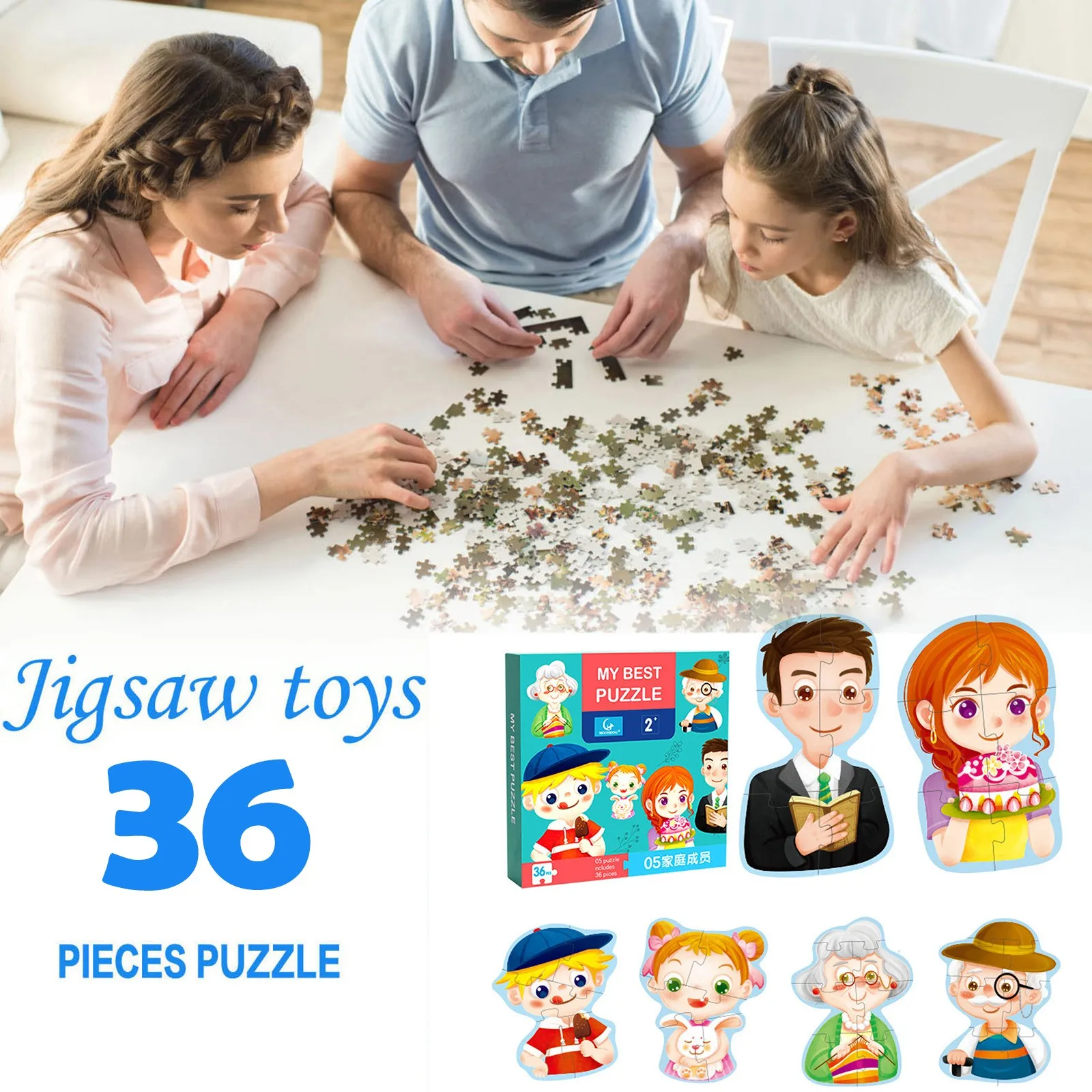 

3D Wooden Puzzles Improve Children’s Intelligence Cartoon Family Member Jigsaw Educational Game Kids Birthday Gifts High Quality
