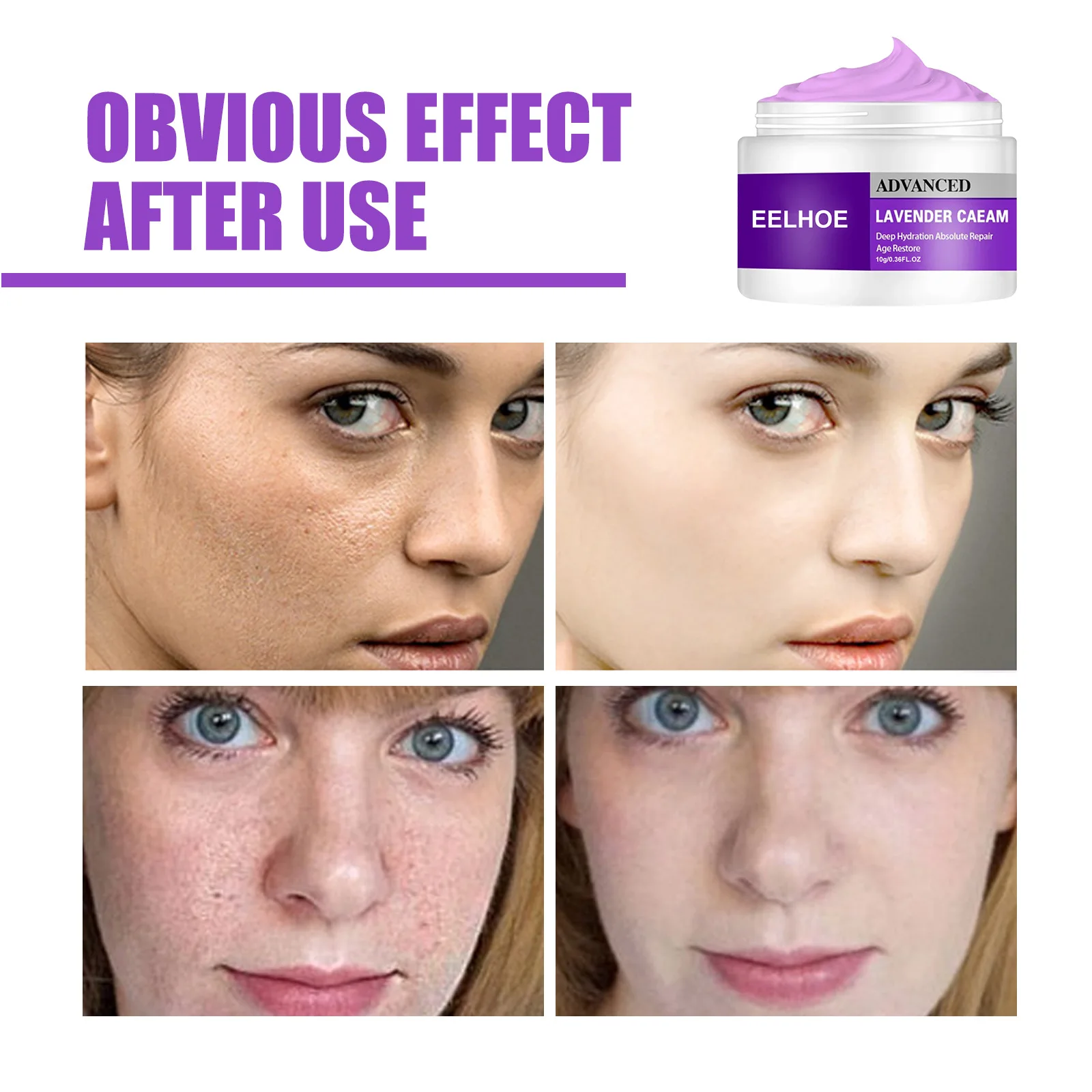 

Дневной и ночной крем для лица Eelhoe, лавандовый увлажняющий питательный отбеливающий кожу лица против морщин, косметика для кожи лица