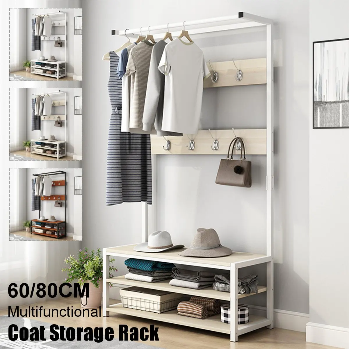 

Многофункциональная вешалка для одежды, подвесная вешалка для одежды для спальни, вешалка для обуви, крючки, напольная вешалка для одежды 60/...