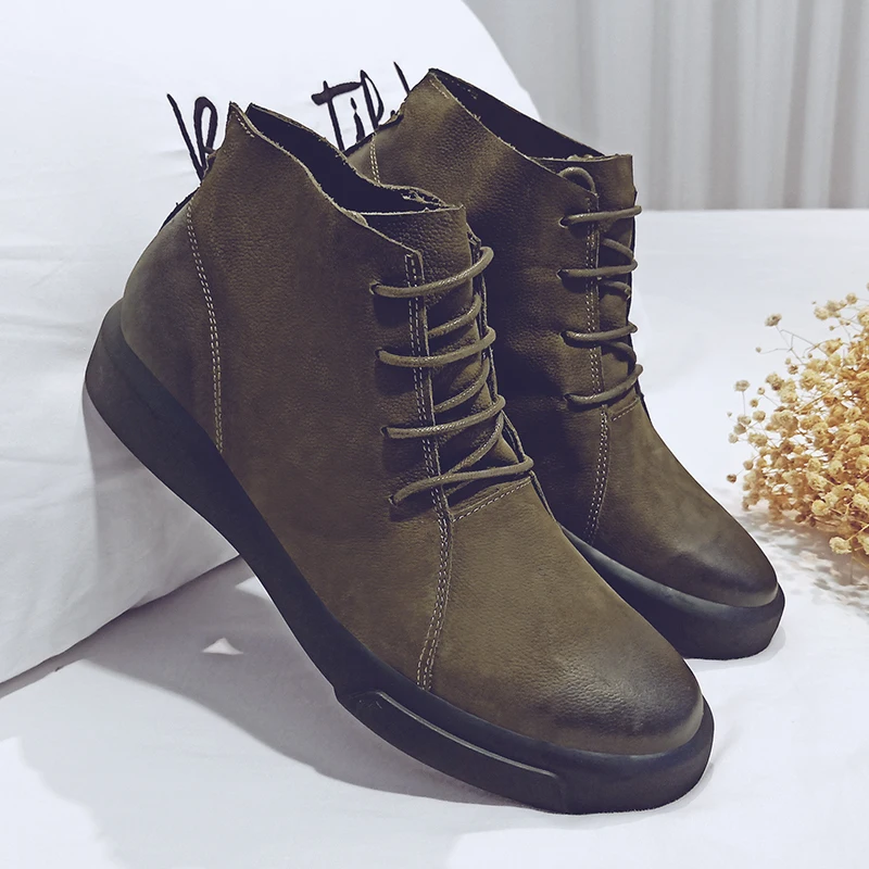 Мужские кожаные ботинки до щиколотки черные или коричневые водонепроницаемые