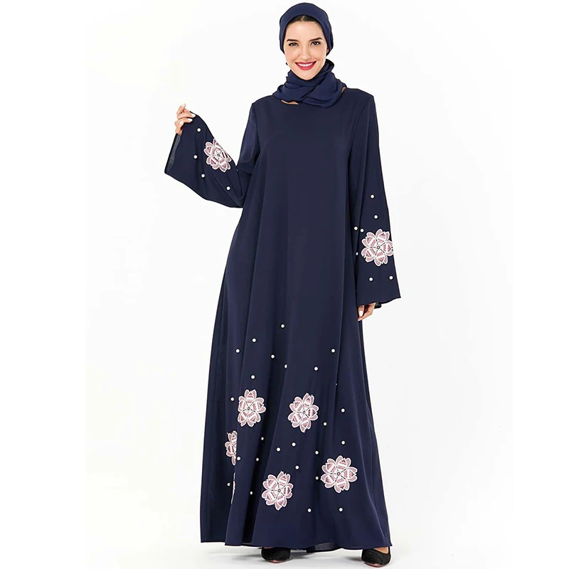 Женское платье кафтан с цветочным принтом Abaya мусульманское в турецком стиле