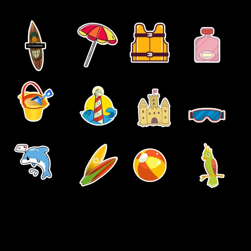 

50pcs/Lot Cartoon Animal Stickers Panda Dolphin Sticker On Laptop Graffiti Marine Life Skateboard Sticker Waterproof Stickers