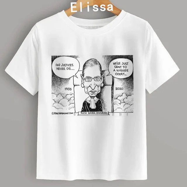

Ruth bath ginsburg Graphic printing Tshirt 2020 O Neck Streetwear Hip Hop Tops Women justice OLD JUSTICES NEVER DIE gril shirt