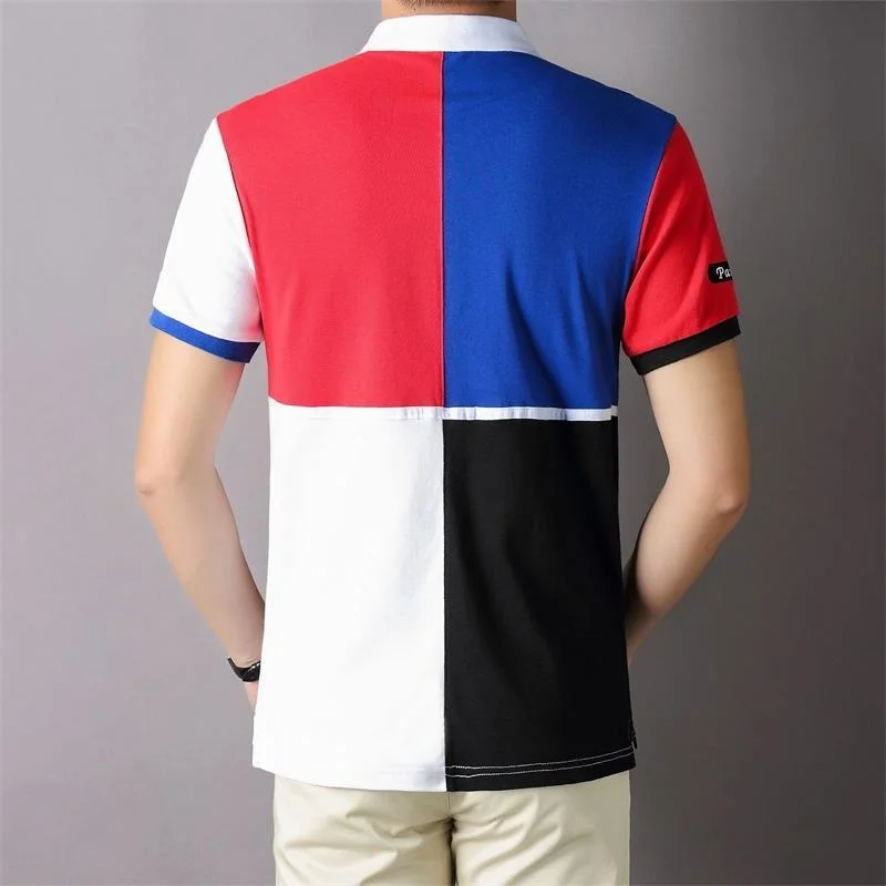 Мужская брендовая рубашка-поло мужская повседневная из 100% хлопка с короткими