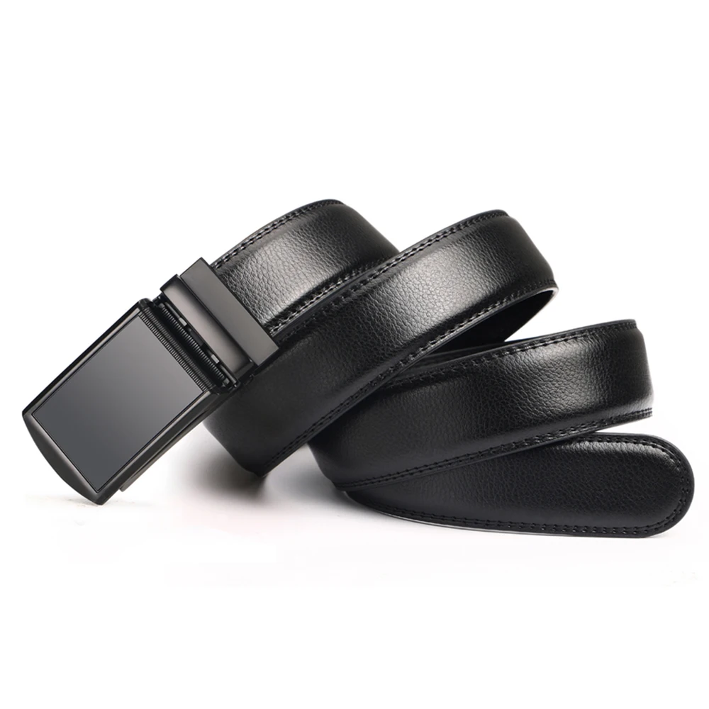 

Designer Luxury Leather Belt High Quality All Black Brown Alloy Automatic Buckle 2022 New Brand Simple Casual Men's Belt