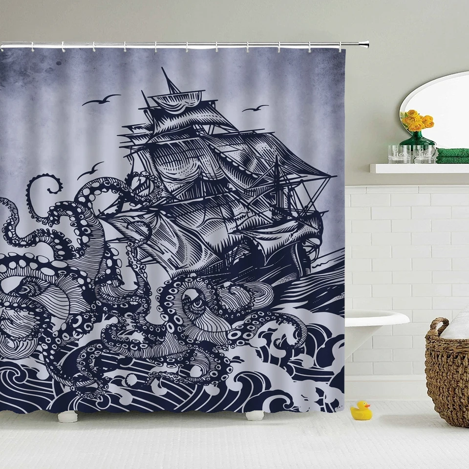 

Занавески для душа, из полиэстера, 180*200 см, с 3D-принтом