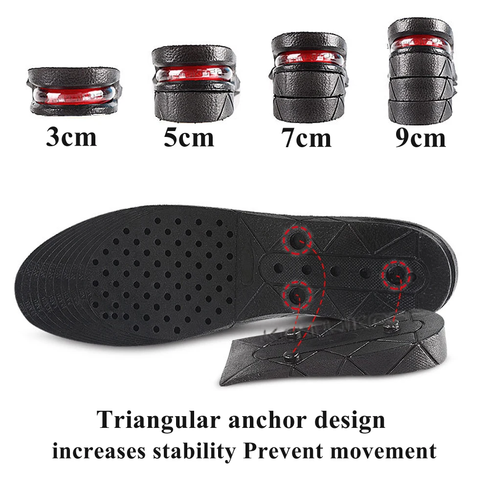 Invisible Height Increase Insole 3/4.5/5/7/9cm Adjustable Height Lift Cushion Shoe Heel Insert Taller Support Absorbant Foot Pad