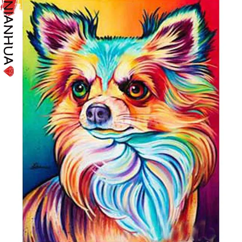 5D алмазная живопись мультяшный красочный пудель набор для мозаики с животными