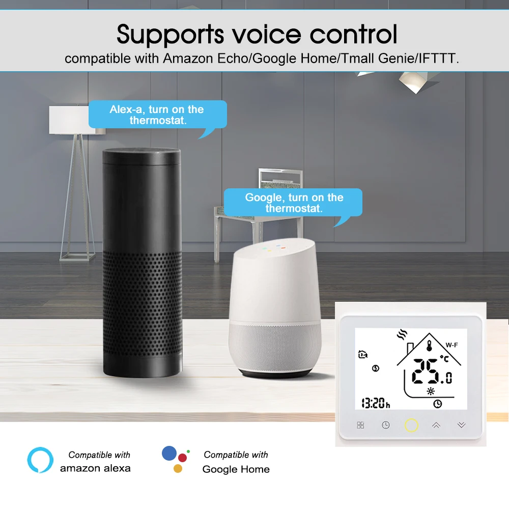 Термостат для водяного/газового котла умный Wi Fi регулятор температуры работает