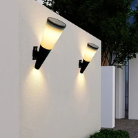 torch shape rgb5050 led polysilicon ip65 abs modern solar wall light for outdoor